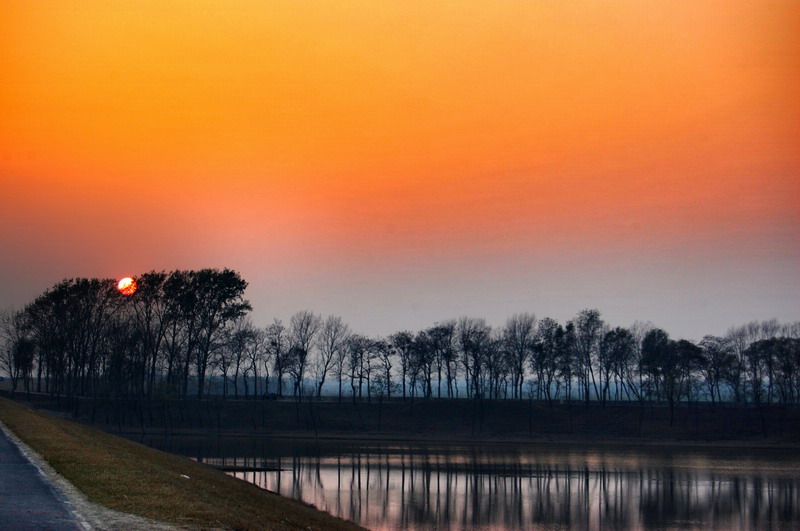 池塘暮色