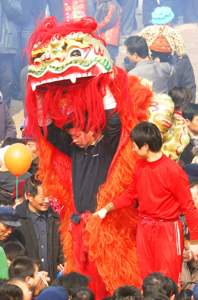 瑕丘庙会舞狮忙