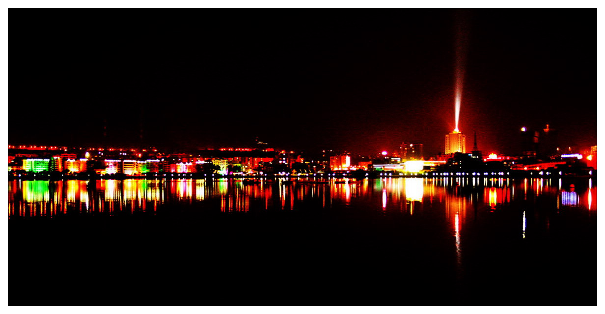 城市区的早上和夜景