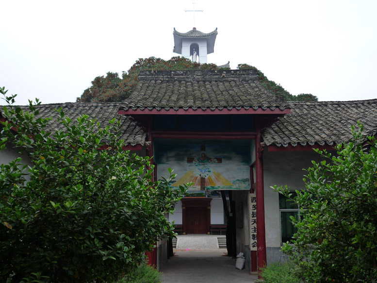 教堂和桂花树