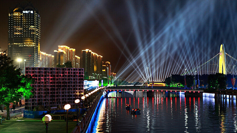亚运会期间珠江夜景