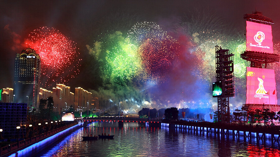 亚运会期间珠江夜景