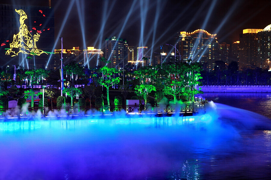 亚运会期间珠江夜景