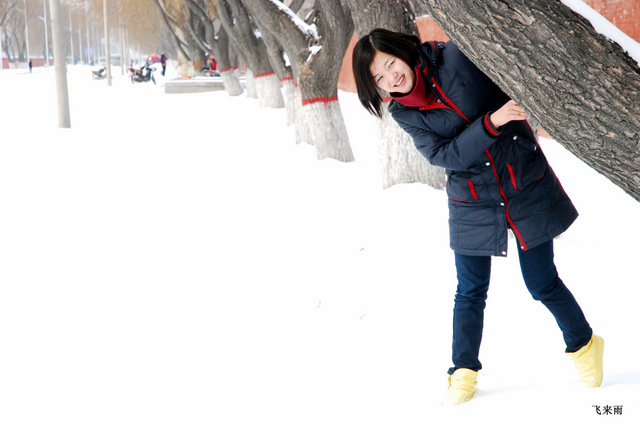 拍雪景去也