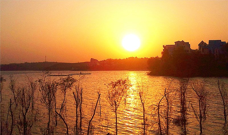 陆浑水库夕阳（手机片）