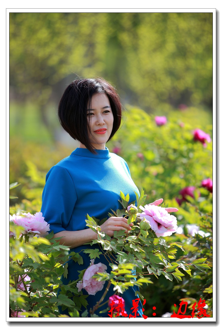 牡丹花园拍美妹