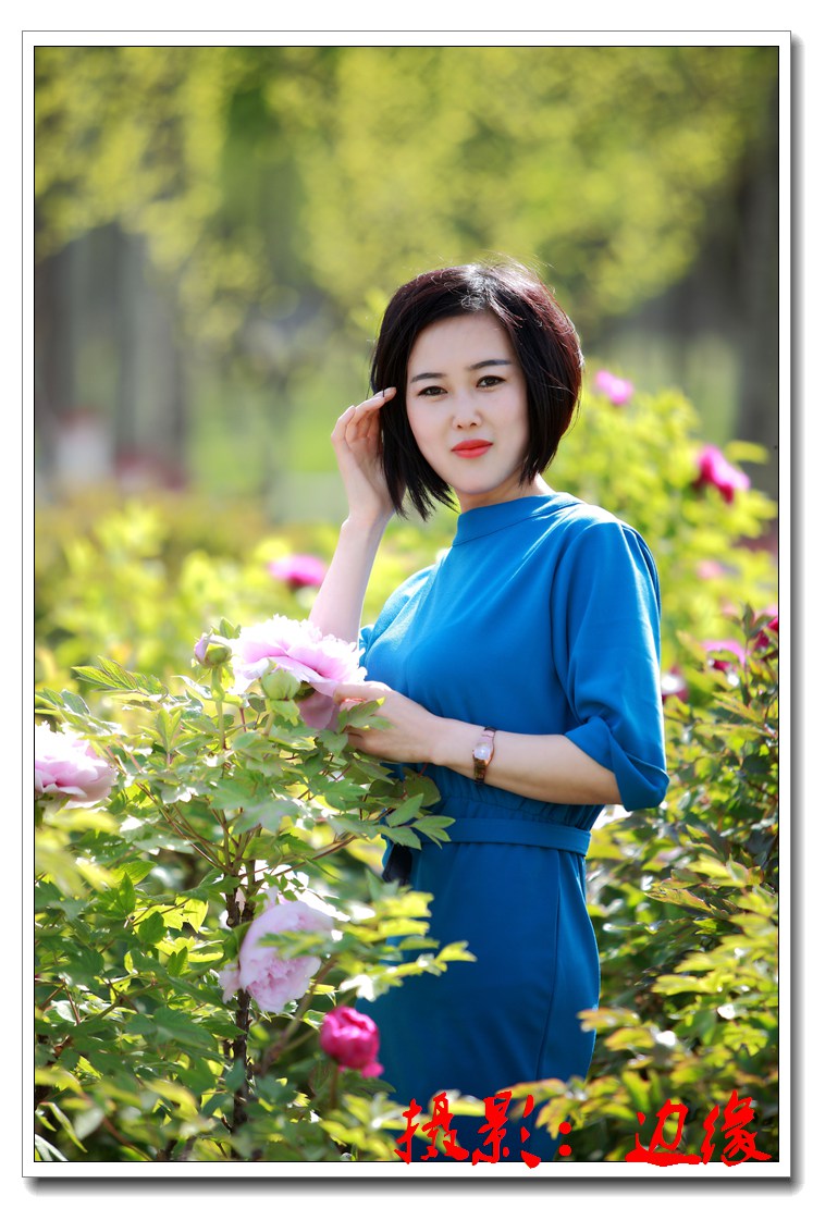 牡丹花园拍美妹