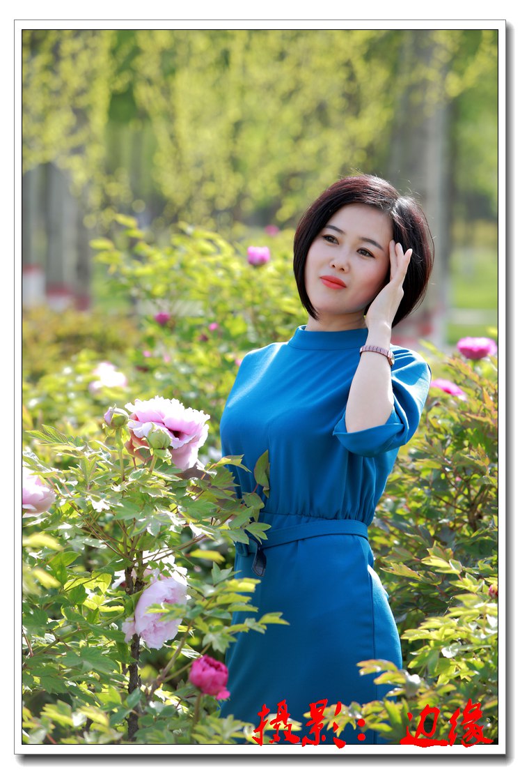 牡丹花园拍美妹