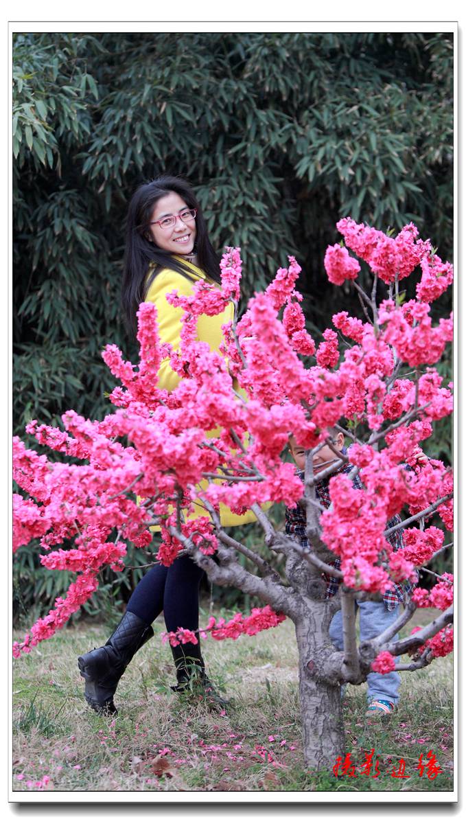 桃花映美女